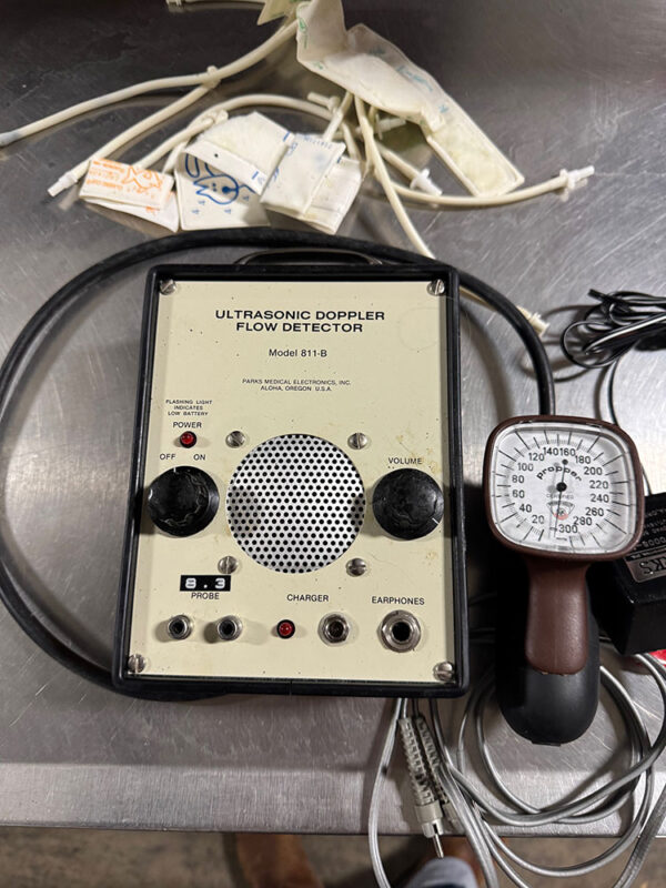 Parks 811B Ultrasonic Doppler Flow Detector and accompanying equipment