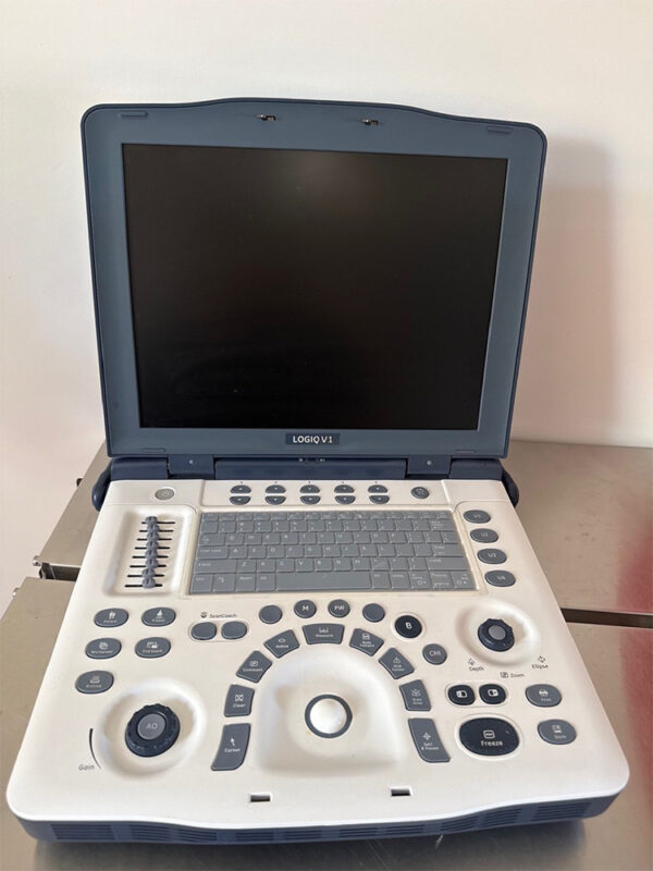 ge-logiq-v1-veterinary-ultrasound-system-with-microconvex-probe